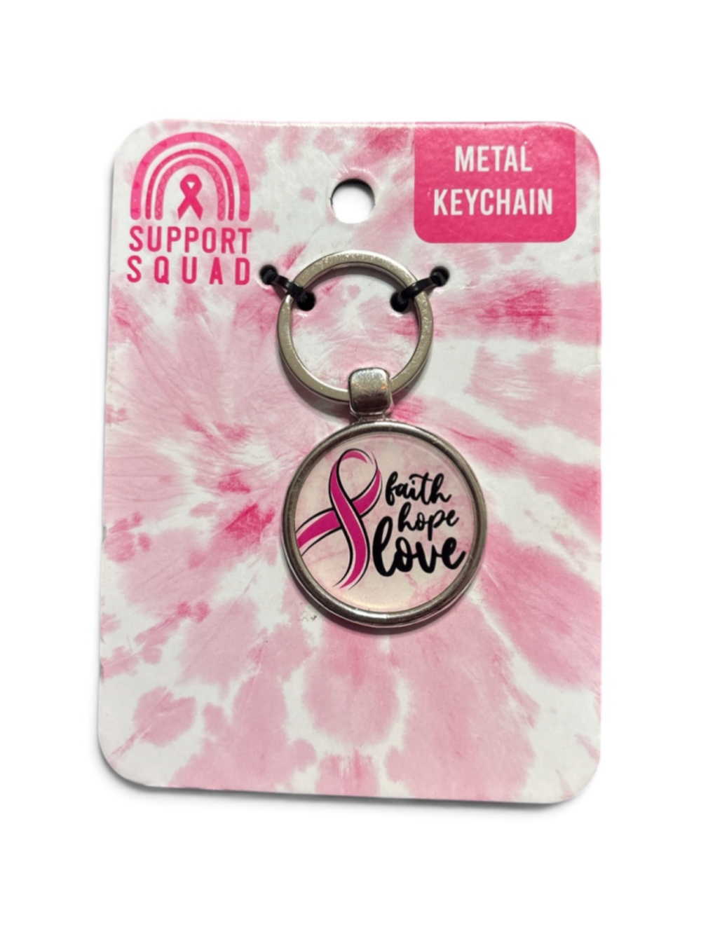 Breast Cancer AwarenessSupport Squad Pink Ribbon Keychain & Sticker Set - Picture 4 of 5